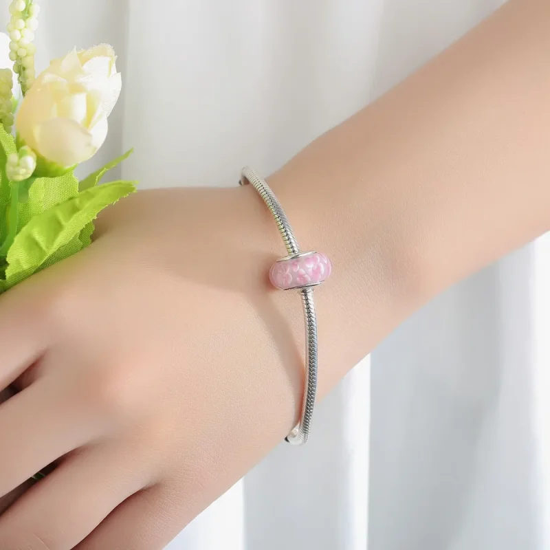(imagine pentru) Pandora Stilul Cârlig de Sticlă Murano cu Flori Roz - SCZ008 - Vizualizare 6