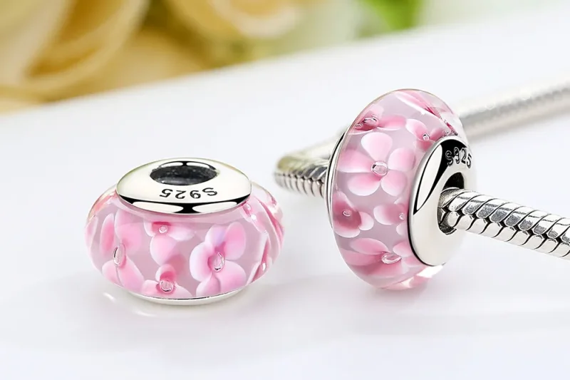 (imagine pentru) Pandora Stilul Cârlig de Sticlă Murano cu Flori Roz - SCZ008 - Vizualizare 7