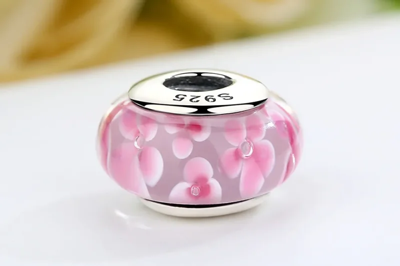 (imagine pentru) Pandora Stilul Cârlig de Sticlă Murano cu Flori Roz - SCZ008 - Vizualizare 8