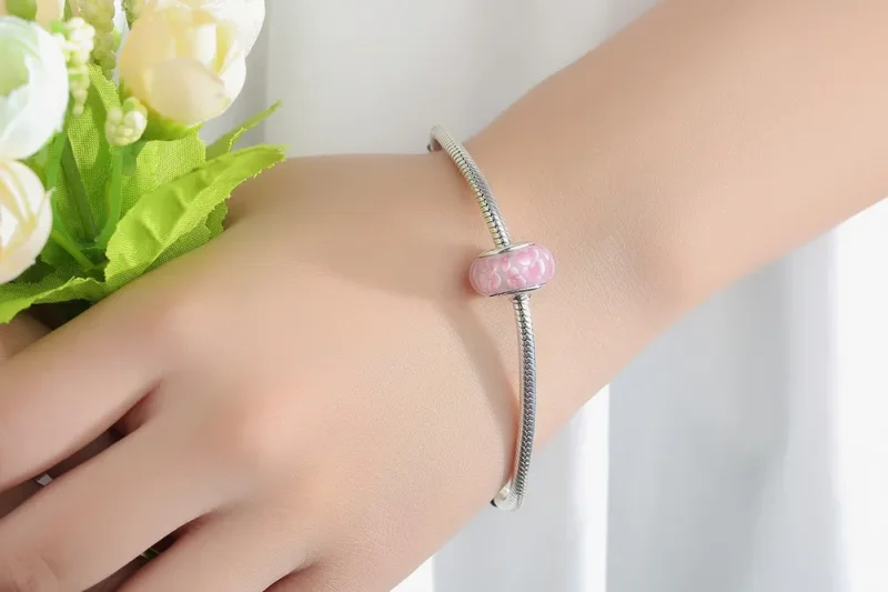 (imagine pentru) Pandora Stilul Cârlig de Sticlă Murano cu Flori Roz - SCZ008 - Vizualizare 10