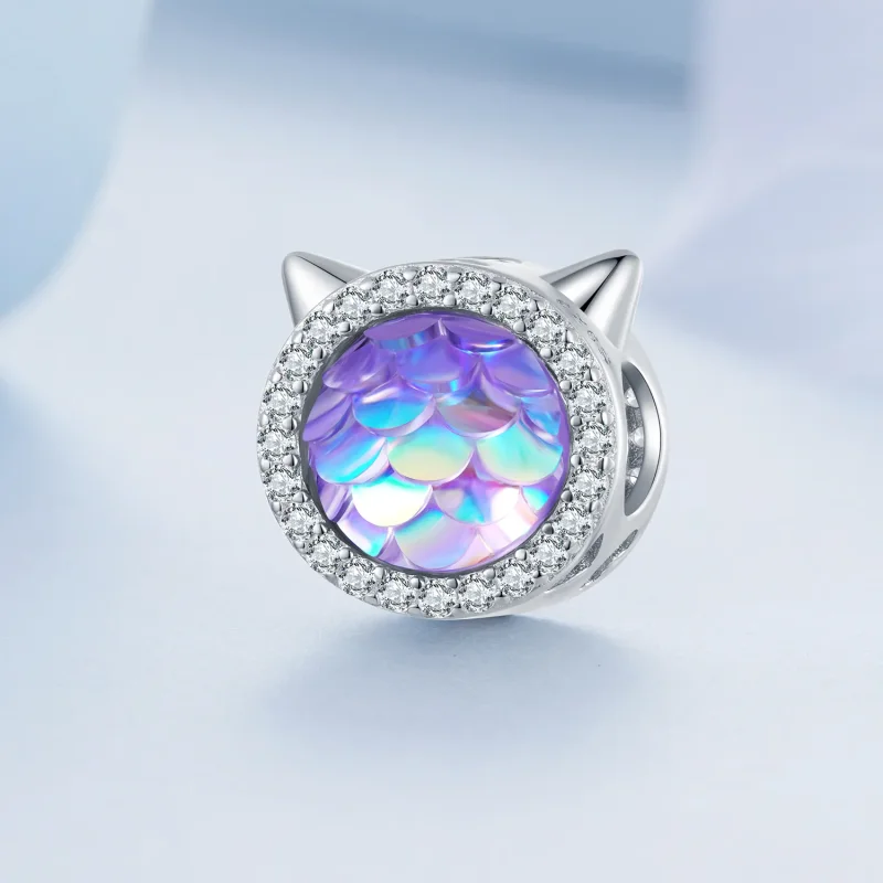 (imagine pentru) Pandora Style Bijuterie Piesă Pandantiv Cap de Pisică cu Scamă de Pește - BSC703 - Vizualizare 2