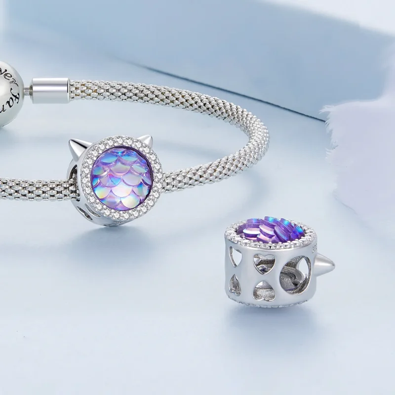 (imagine pentru) Pandora Style Bijuterie Piesă Pandantiv Cap de Pisică cu Scamă de Pește - BSC703 - Vizualizare 4