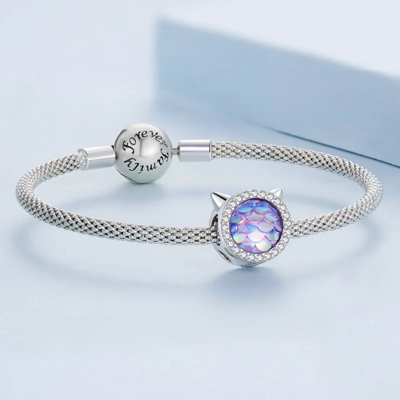 (imagine pentru) Pandora Style Bijuterie Piesă Pandantiv Cap de Pisică cu Scamă de Pește - BSC703 - Vizualizare 5