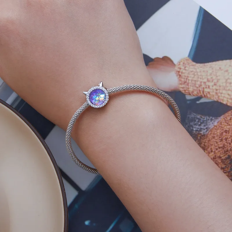 (imagine pentru) Pandora Style Bijuterie Piesă Pandantiv Cap de Pisică cu Scamă de Pește - BSC703 - Vizualizare 6