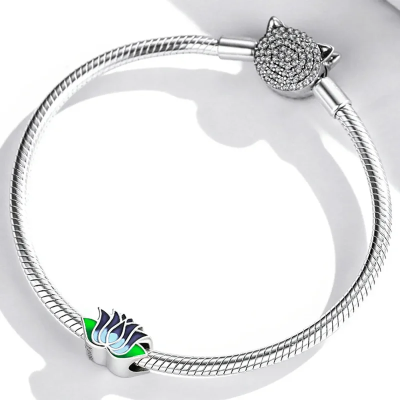 (imagine pentru) Pandora Style Blue Lotus Charm - SCC2020 - Vizualizare 3