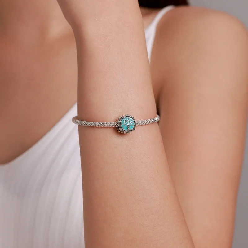 (imagine pentru) Pandora Style Blue Tree of Life Charm - BSC503 - Vizualizare 5