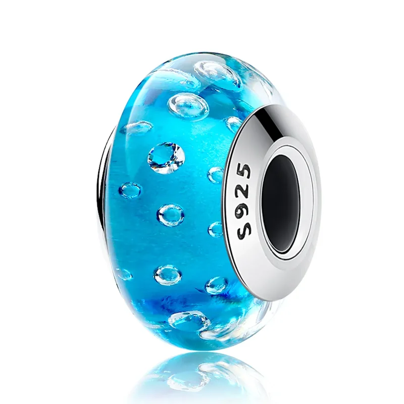 (imagine pentru) Pandora Style Blue Trend cu pandantiv din sticlă Murano filetată - SCZ029 - Vizualizare 2