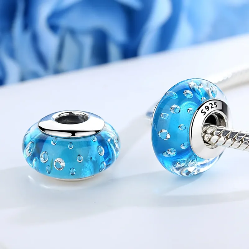 (imagine pentru) Pandora Style Blue Trend cu pandantiv din sticlă Murano filetată - SCZ029 - Vizualizare 3