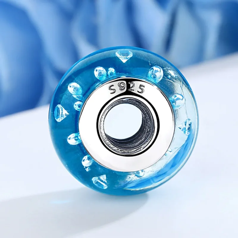 (imagine pentru) Pandora Style Blue Trend cu pandantiv din sticlă Murano filetată - SCZ029 - Vizualizare 4