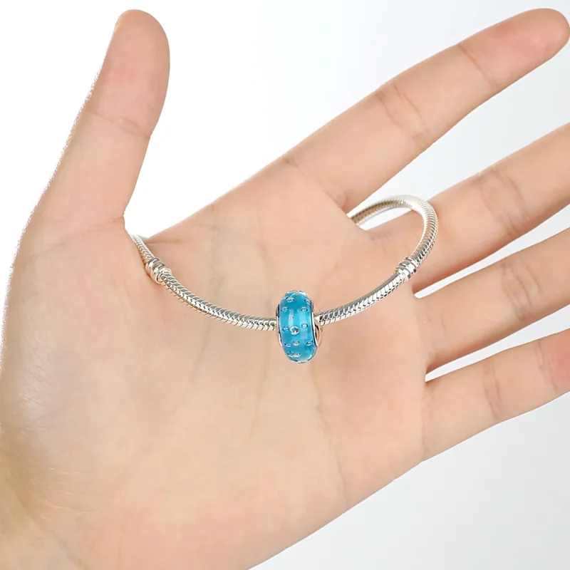 (imagine pentru) Pandora Style Blue Trend cu pandantiv din sticlă Murano filetată - SCZ029 - Vizualizare 5