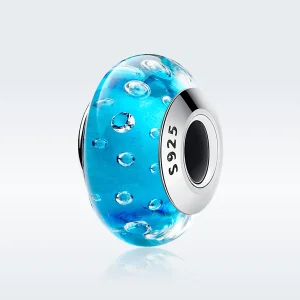 (imagine pentru) Pandora Style Blue Trend cu pandantiv din sticlă Murano filetată - SCZ029