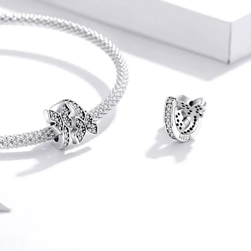 (imagine pentru) Pandora Style Butterflies Around Charm - BSC379 - Vizualizare 4