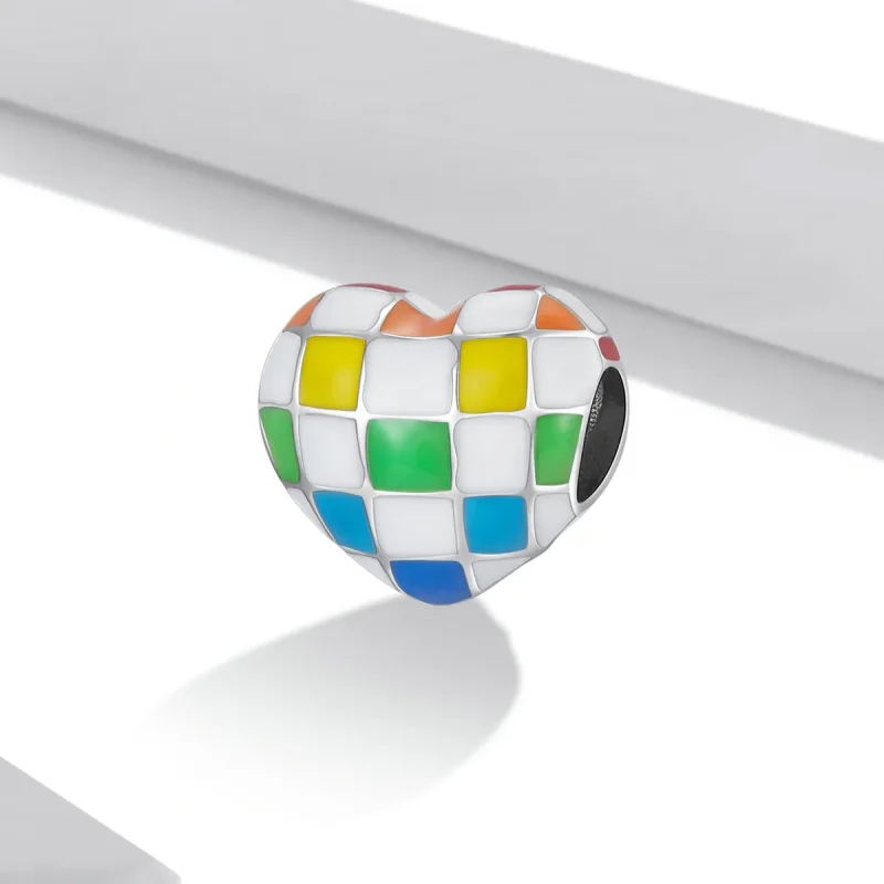 (imagine pentru) Pandora Style Dragoste Charm Culoare Curcubeu Checkerboard - SCC2131 - Vizualizare 2