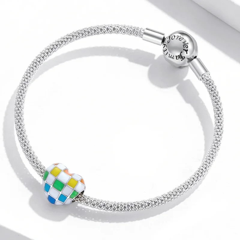 (imagine pentru) Pandora Style Dragoste Charm Culoare Curcubeu Checkerboard - SCC2131 - Vizualizare 3