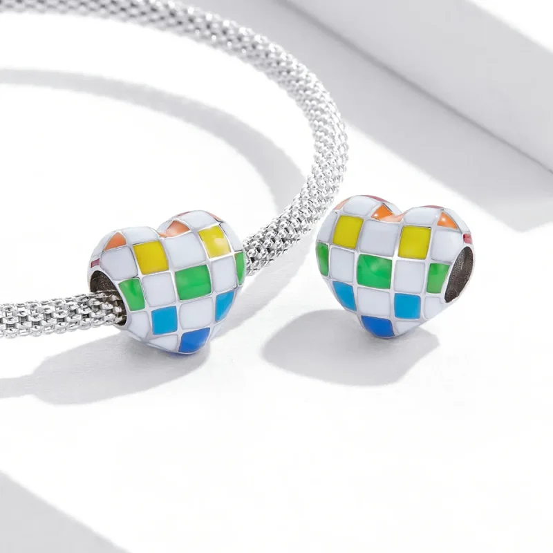 (imagine pentru) Pandora Style Dragoste Charm Culoare Curcubeu Checkerboard - SCC2131 - Vizualizare 4