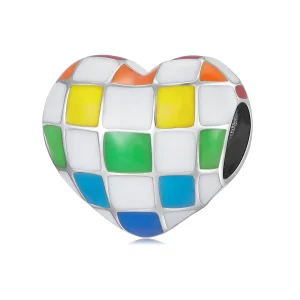 (imagine pentru) Pandora Style Dragoste Charm Culoare Curcubeu Checkerboard - SCC2131
