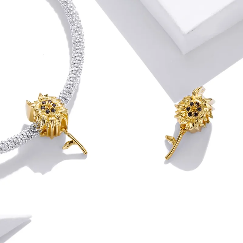(imagine pentru) Pandora Style Floare de Soare Charm - BSC425 - Vizualizare 4