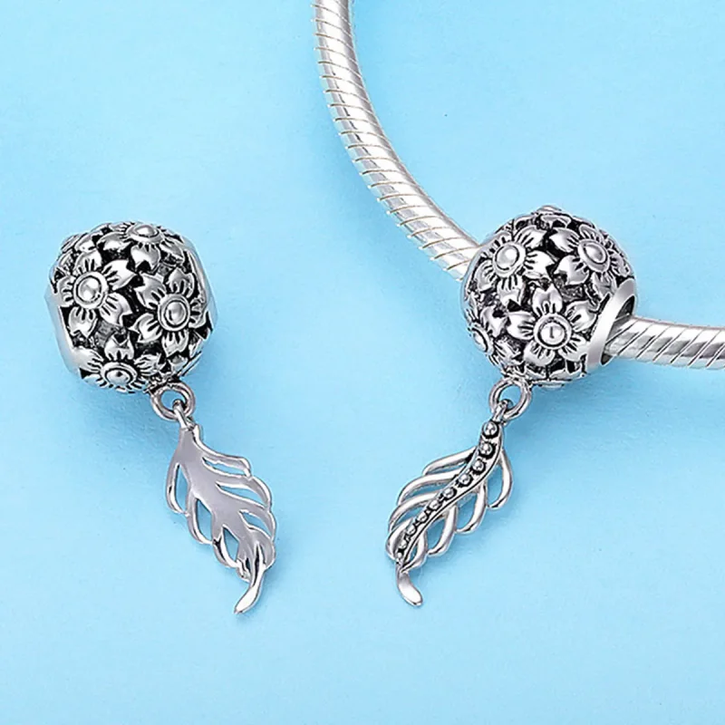 (imagine pentru) Pandora Style Flowers and Leaves Charm - SCC715 - Vizualizare 2