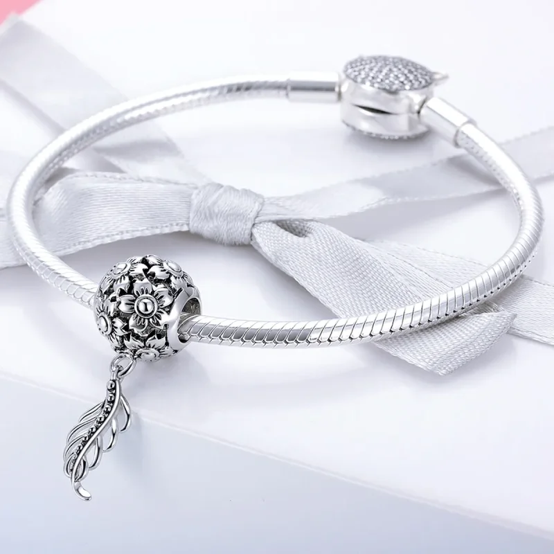 (imagine pentru) Pandora Style Flowers and Leaves Charm - SCC715 - Vizualizare 3