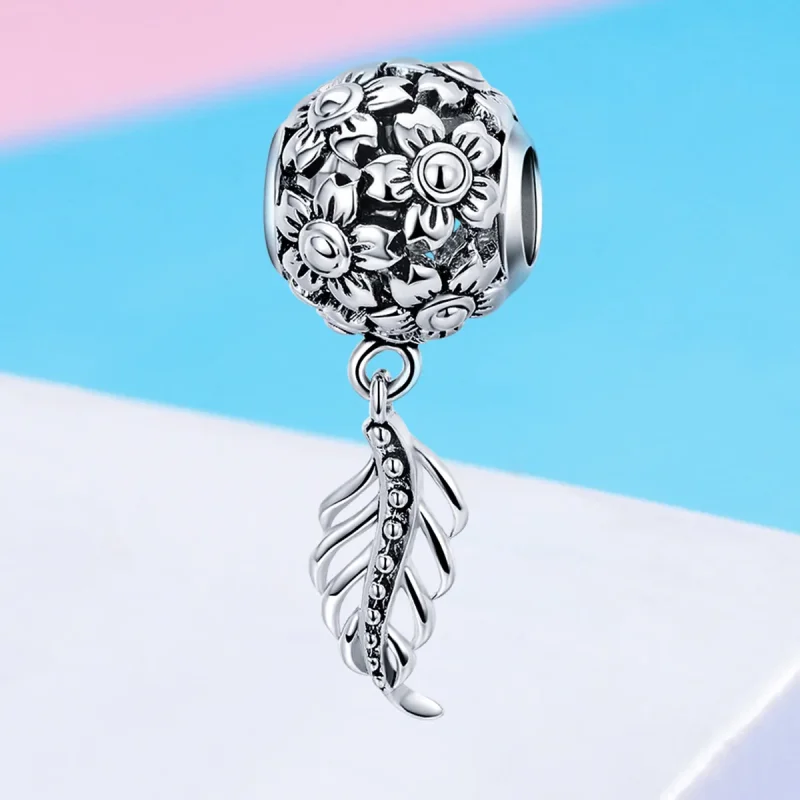 (imagine pentru) Pandora Style Flowers and Leaves Charm - SCC715 - Vizualizare 4