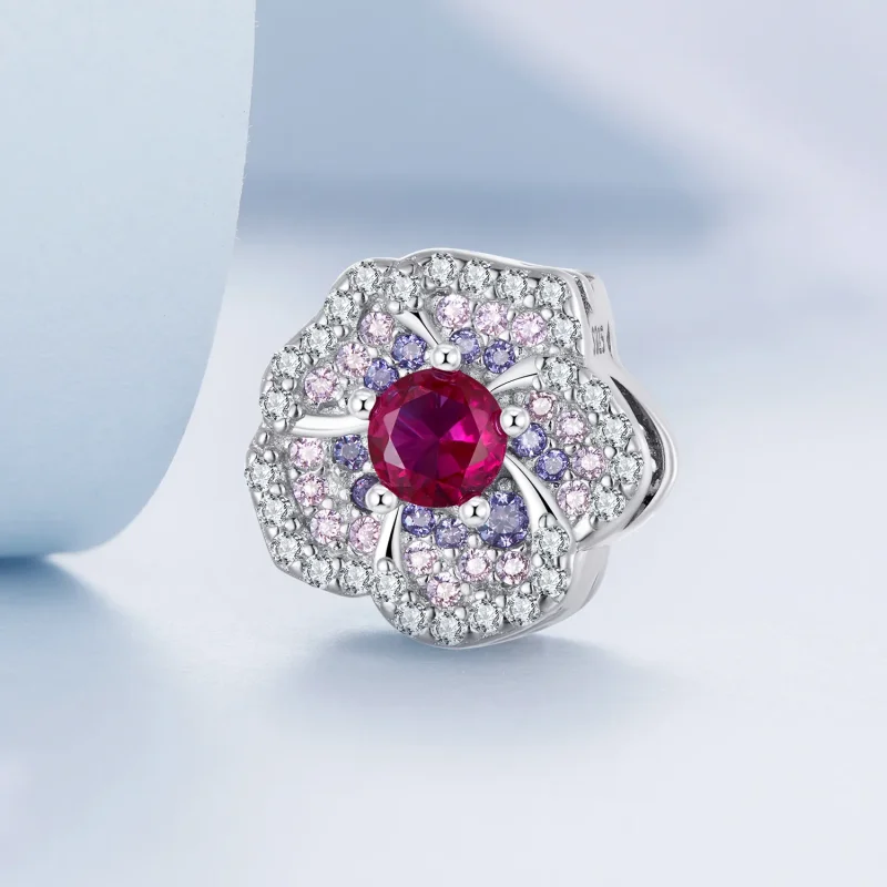 (imagine pentru) Pandora Style Gradient Flowers Charm - BSC625 - Vizualizare 2