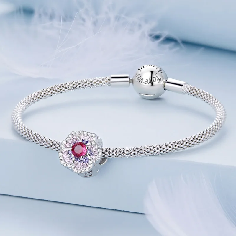 (imagine pentru) Pandora Style Gradient Flowers Charm - BSC625 - Vizualizare 4