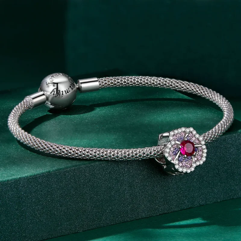 (imagine pentru) Pandora Style Gradient Flowers Charm - BSC625 - Vizualizare 5