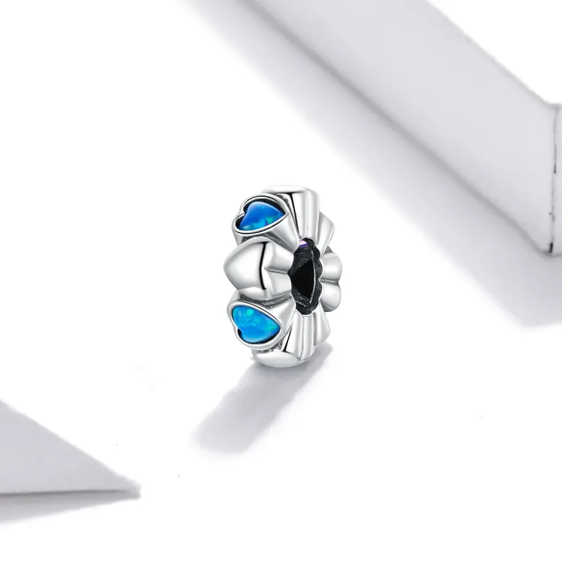 (imagine pentru) Pandora Style Heart Opal Spacer Charm - BSC435 - Vizualizare 2