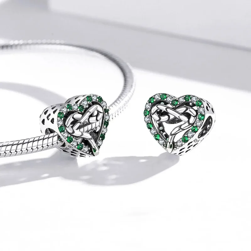 (imagine pentru) Pandora Style Heart Snake Charm - BSC507 - Vizualizare 3
