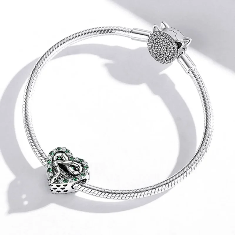 (imagine pentru) Pandora Style Heart Snake Charm - BSC507 - Vizualizare 4