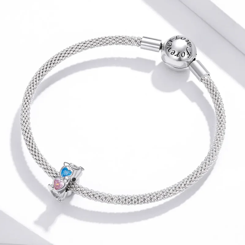 (imagine pentru) Pandora Style Heart-To-Heart Charm - BSC408 - Vizualizare 3