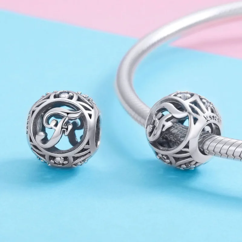 (imagine pentru) Pandora Style Letter-F Charm - Medalion litere stil Pandora - SCC738-F - Vizualizare 3