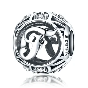 (imagine pentru) Pandora Style Letter-F Charm - Medalion litere stil Pandora - SCC738-F