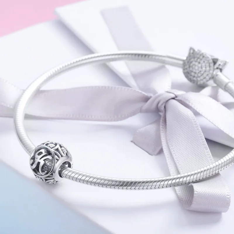 (imagine pentru) Pandora Style Letter-K Charm - Breloc cu litere în stil Pandora - Vizualizare 4