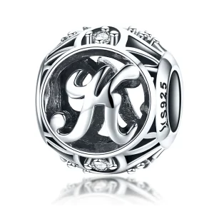 (imagine pentru) Pandora Style Letter-K Charm - Breloc cu litere în stil Pandora