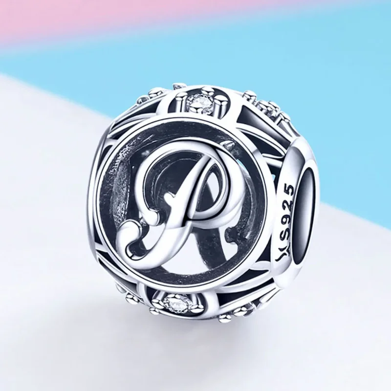 (imagine pentru) Pandora Style Letter-P Charm - Medalion cu litera P în stilul Pandora - SCC738-P - Vizualizare 2