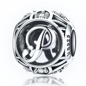(imagine pentru) Pandora Style Letter-P Charm - Medalion cu litera P în stilul Pandora - SCC738-P