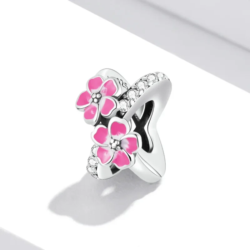 (imagine pentru) Pandora Style Pandantiv Spacer cu Flori Roz - SCC2139 - Vizualizare 2