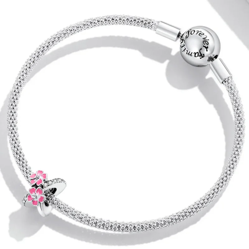 (imagine pentru) Pandora Style Pandantiv Spacer cu Flori Roz - SCC2139 - Vizualizare 3