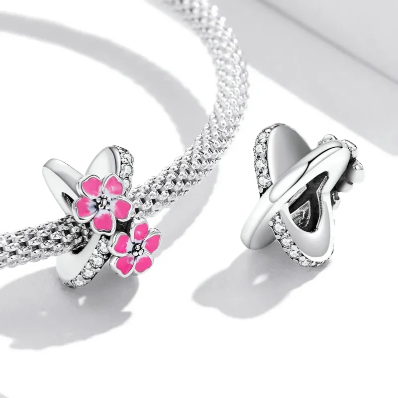 (imagine pentru) Pandora Style Pandantiv Spacer cu Flori Roz - SCC2139 - Vizualizare 4