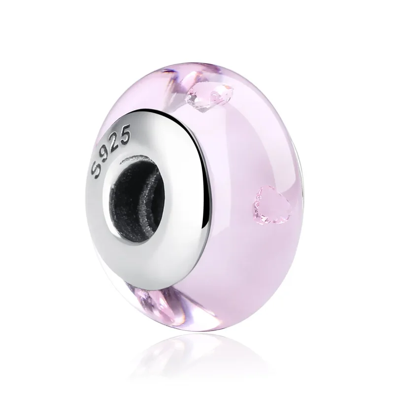 (imagine pentru) Pandora Style Pink Murano Glass Charm - SCZ003 - Vizualizare 2