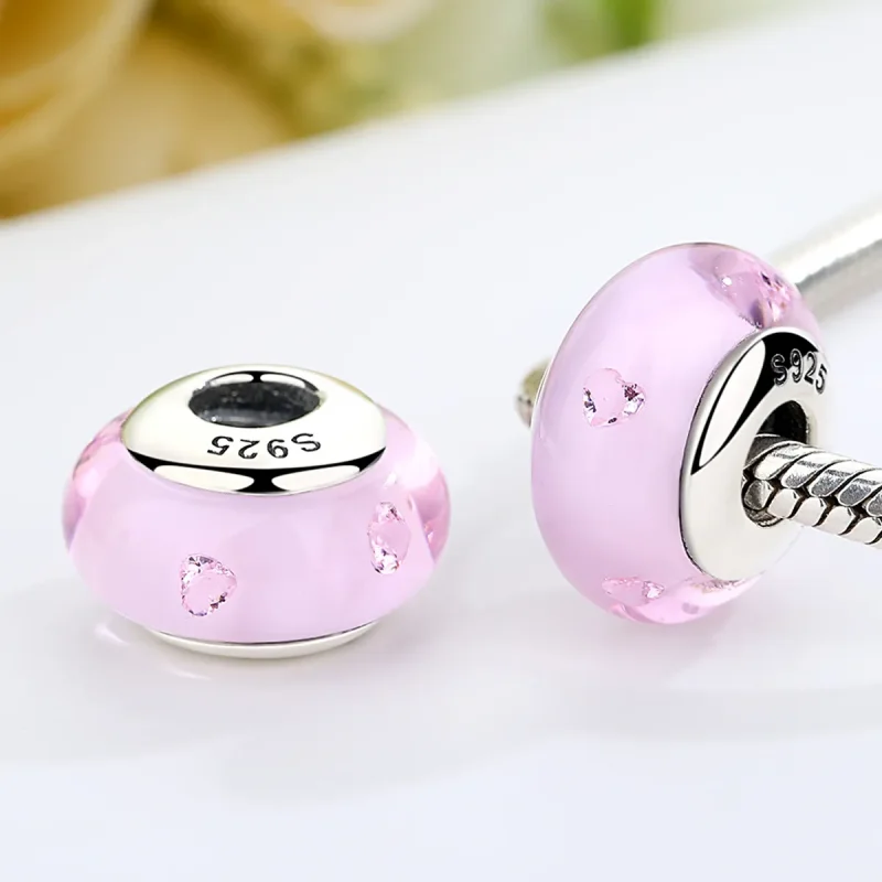 (imagine pentru) Pandora Style Pink Murano Glass Charm - SCZ003 - Vizualizare 3