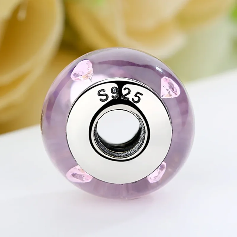 (imagine pentru) Pandora Style Pink Murano Glass Charm - SCZ003 - Vizualizare 4