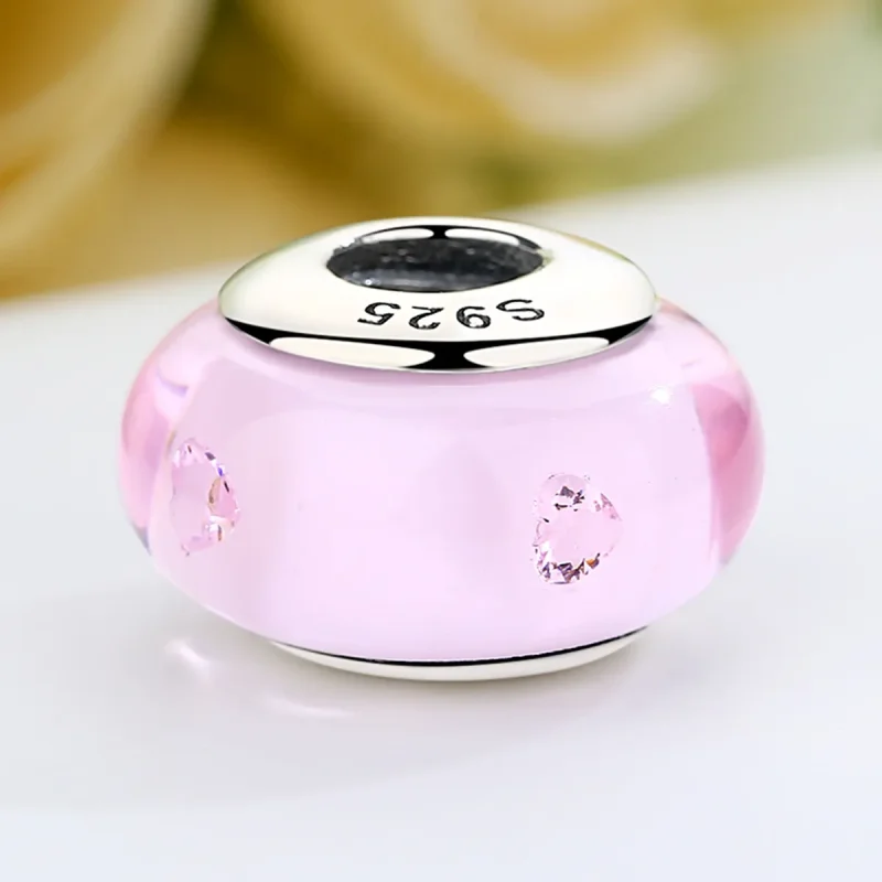 (imagine pentru) Pandora Style Pink Murano Glass Charm - SCZ003 - Vizualizare 5