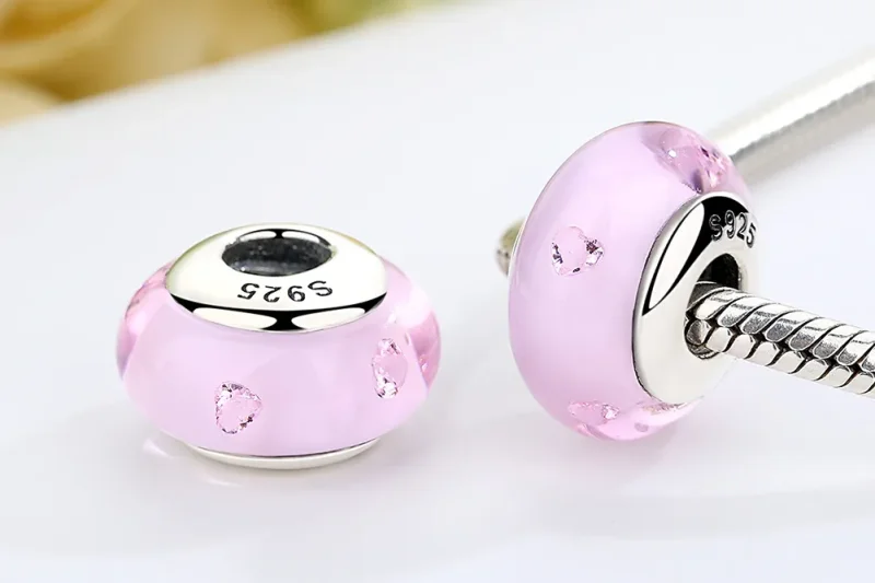 (imagine pentru) Pandora Style Pink Murano Glass Charm - SCZ003 - Vizualizare 7
