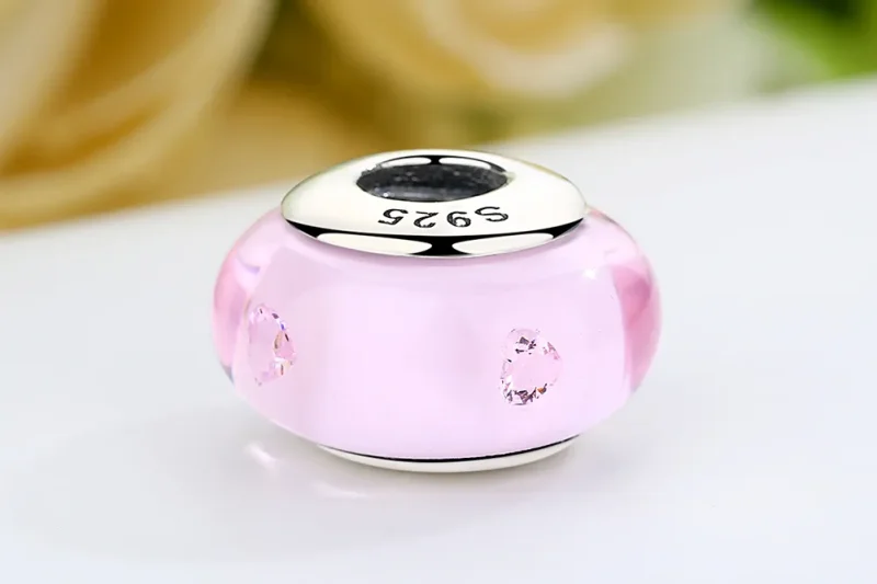 (imagine pentru) Pandora Style Pink Murano Glass Charm - SCZ003 - Vizualizare 9