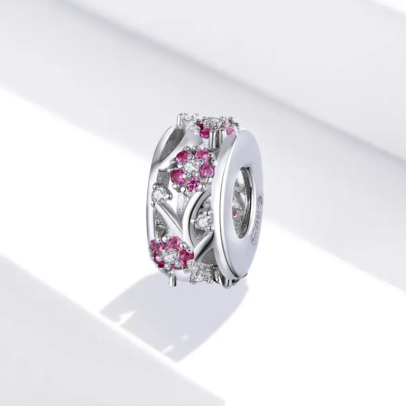 (imagine pentru) Pandora Style Plum Blossom Beads Charm - BSC255 - Vizualizare 2