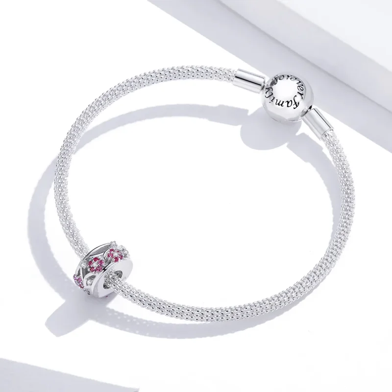 (imagine pentru) Pandora Style Plum Blossom Beads Charm - BSC255 - Vizualizare 3