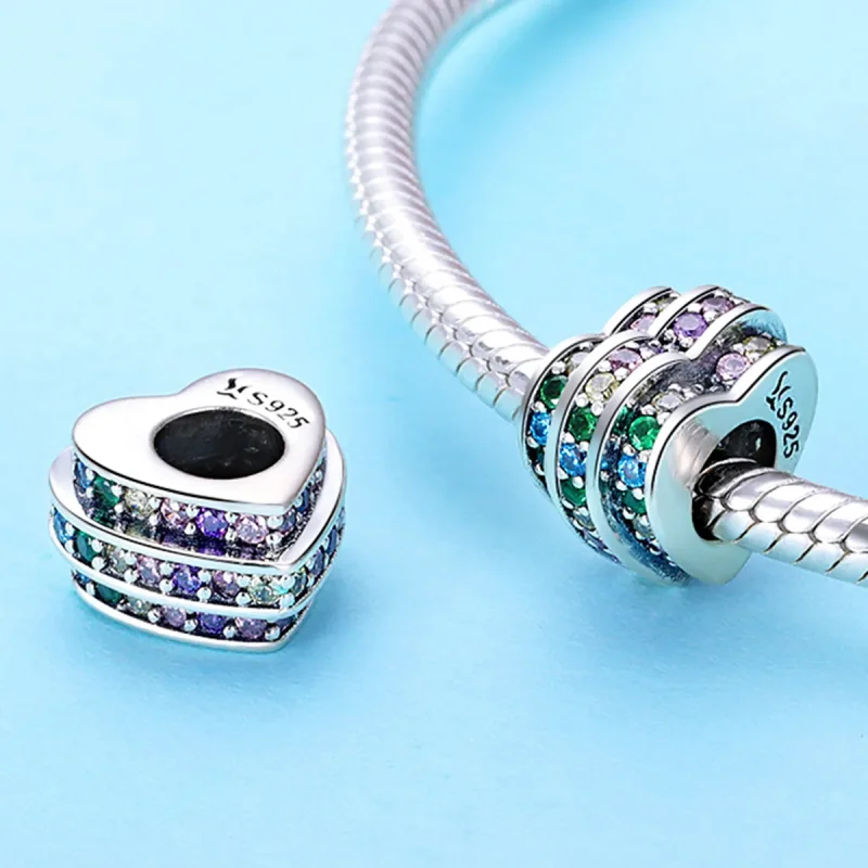 (imagine pentru) Pandora Style Rainbow Heart Charm - SCC725 - Vizualizare 2