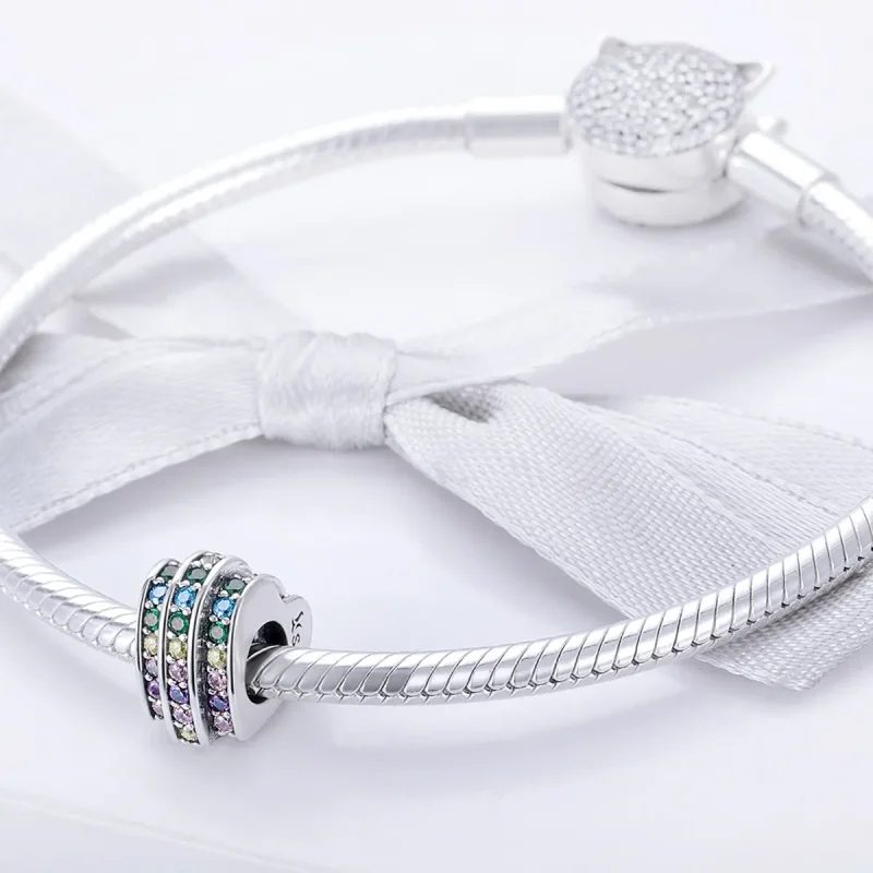 (imagine pentru) Pandora Style Rainbow Heart Charm - SCC725 - Vizualizare 3